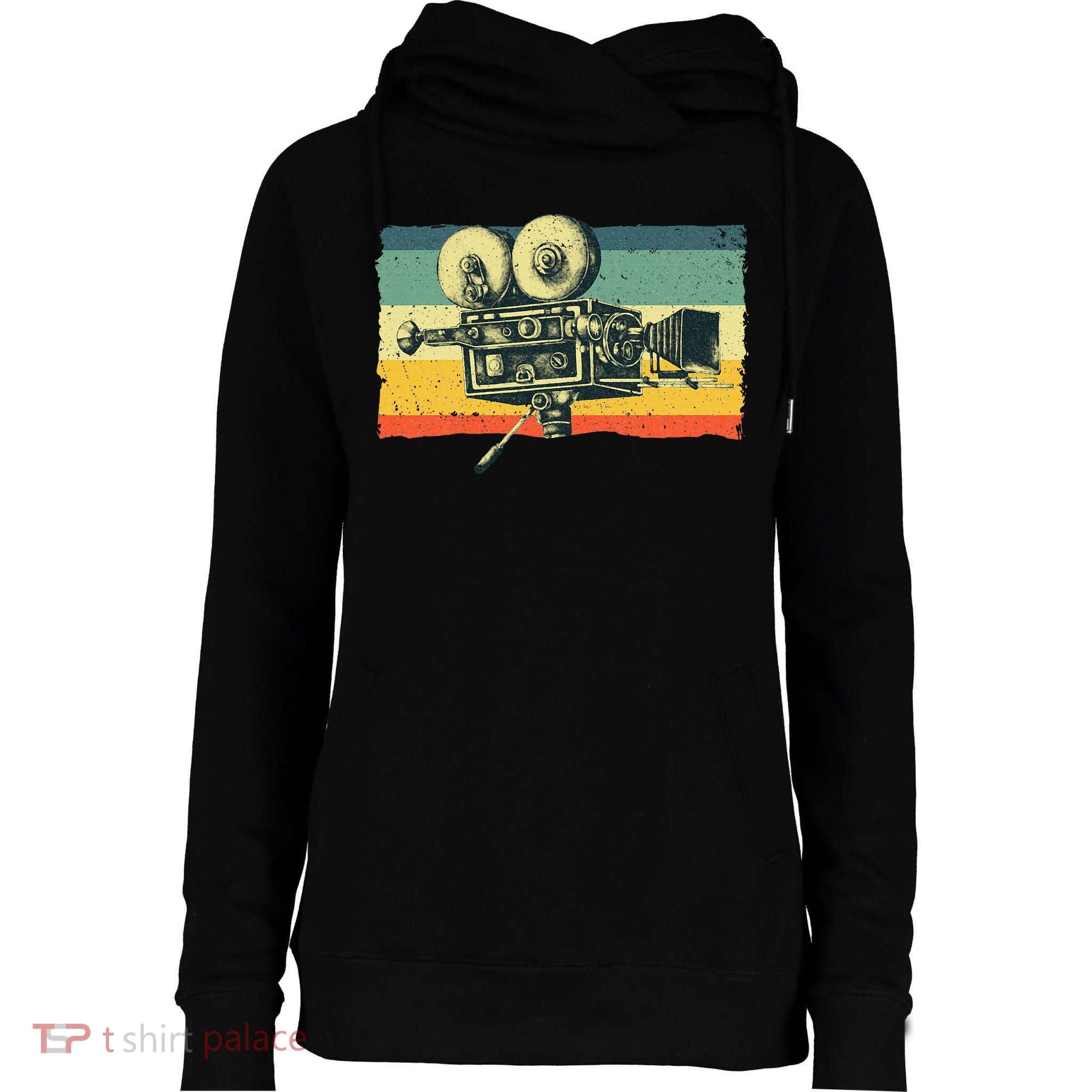 Cool Filmmaker Camera Movie Making Filmmaking Womens Funnel Neck Pullover Hood