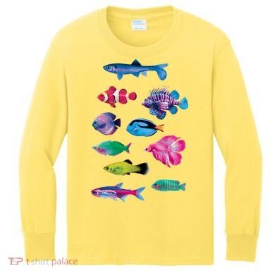 Colorful Fishes Kids Long Sleeve Shirt