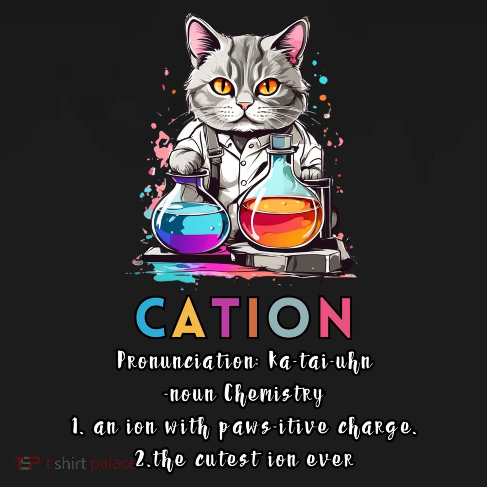 Cation Funny Chemistry Humor Science Teacher Cat Pun Gift Doggie Tank
