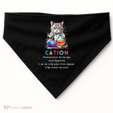 Cation Funny Chemistry Humor Science Teacher Cat Pun Gift USA-Made Doggie Bandana