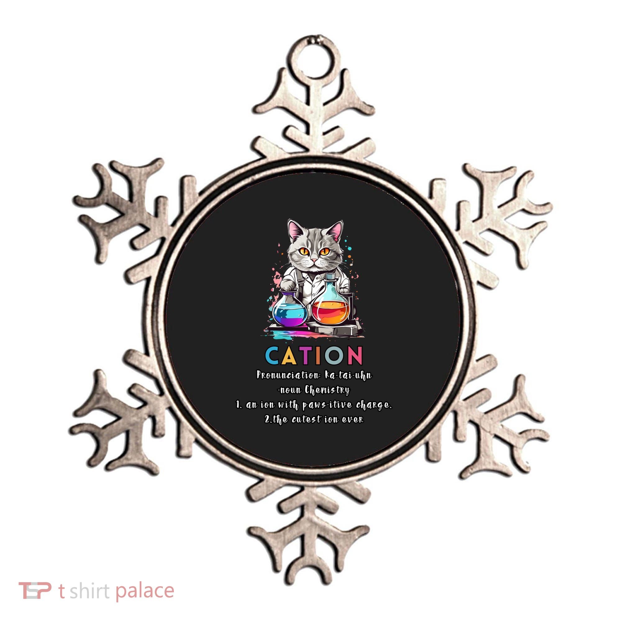 Cation Funny Chemistry Humor Science Teacher Cat Pun Gift Ornament