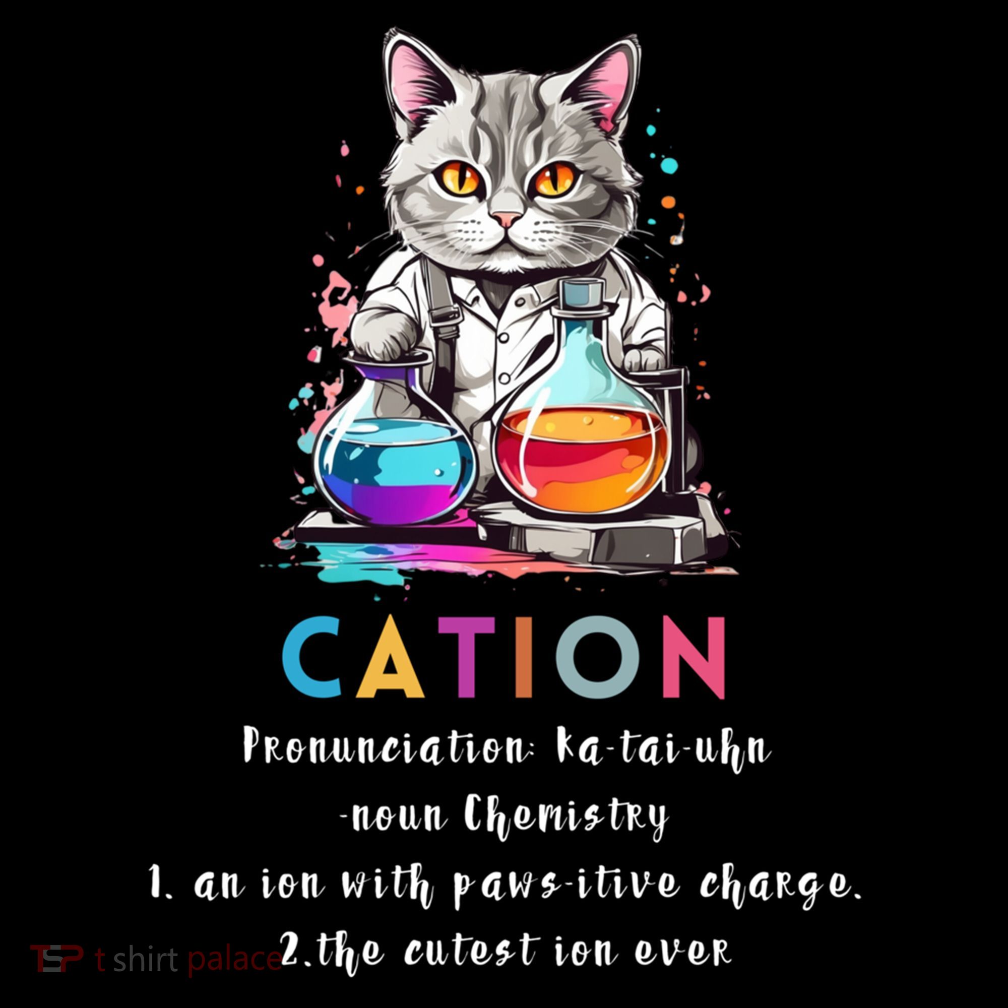 Cation Funny Chemistry Humor Science Teacher Cat Pun Gift Ornament