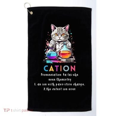 Cation Funny Chemistry Humor Science Teacher Cat Pun Gift Golf Towel