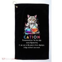 Cation Funny Chemistry Humor Science Teacher Cat Pun Gift Golf Towel thumb 0