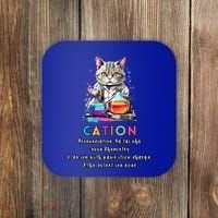 Cation Funny Chemistry Humor Science Teacher Cat Pun Gift Coaster thumb 0
