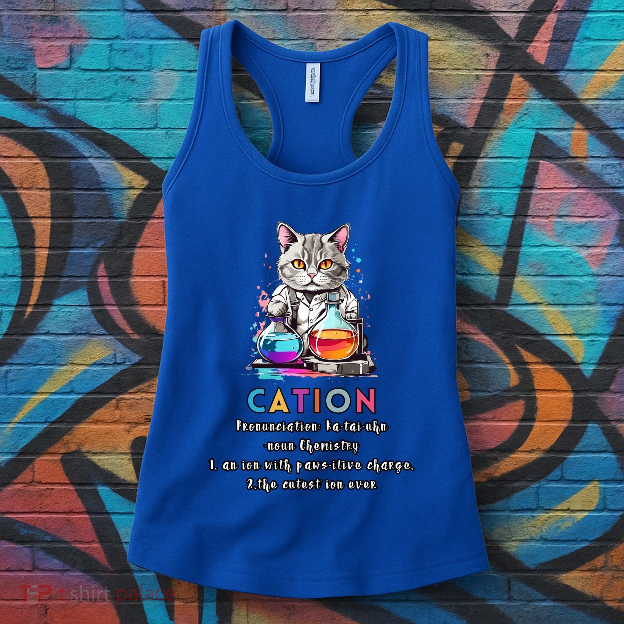 Cation Funny Chemistry Humor Science Teacher Cat Pun Gift Women's Tank Top