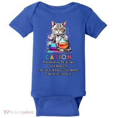 Cation Funny Chemistry Humor Science Teacher Cat Pun Gift Baby Bodysuit