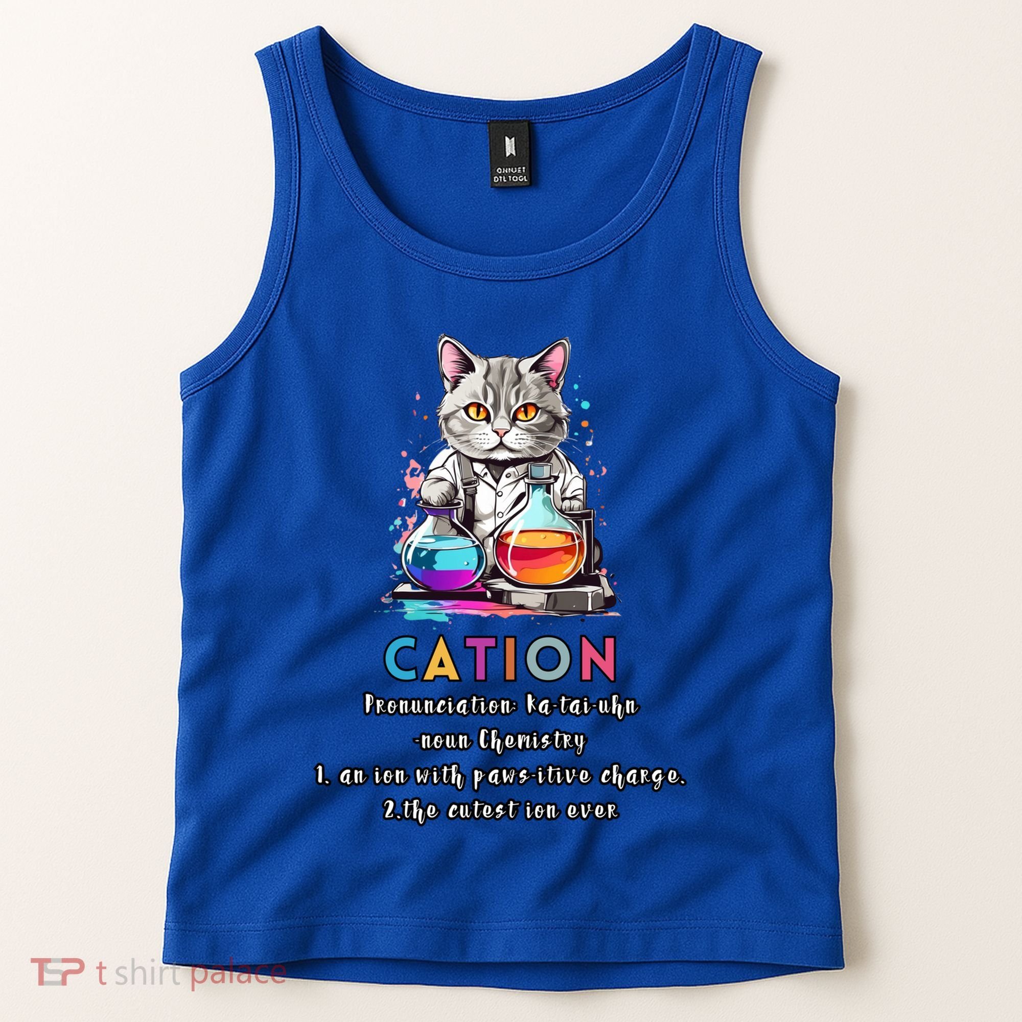 Cation Funny Chemistry Humor Science Teacher Cat Pun Gift Tank Top
