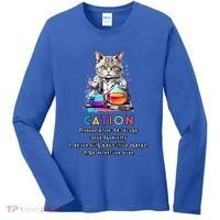 Cation Funny Chemistry Humor Science Teacher Cat Pun Gift Women's Long Sleeve Shirt thumb 0