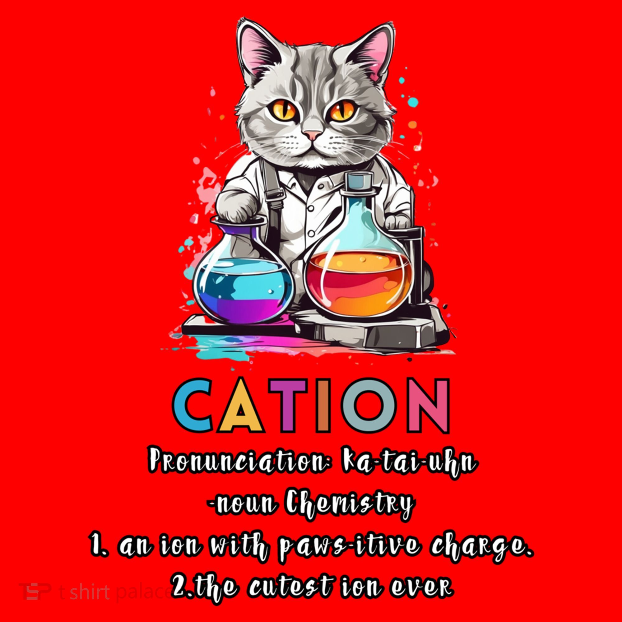 Cation Funny Chemistry Humor Science Teacher Cat Pun Gift Santa Hat