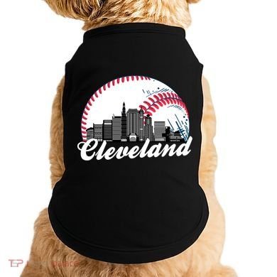 Cute Funny Cleveland Baseball Skyline Retro Doggie Tank