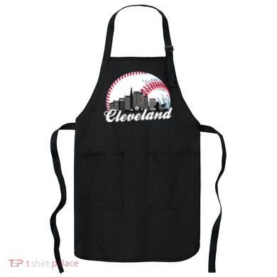 Cute Funny Cleveland Baseball Skyline Retro Apron