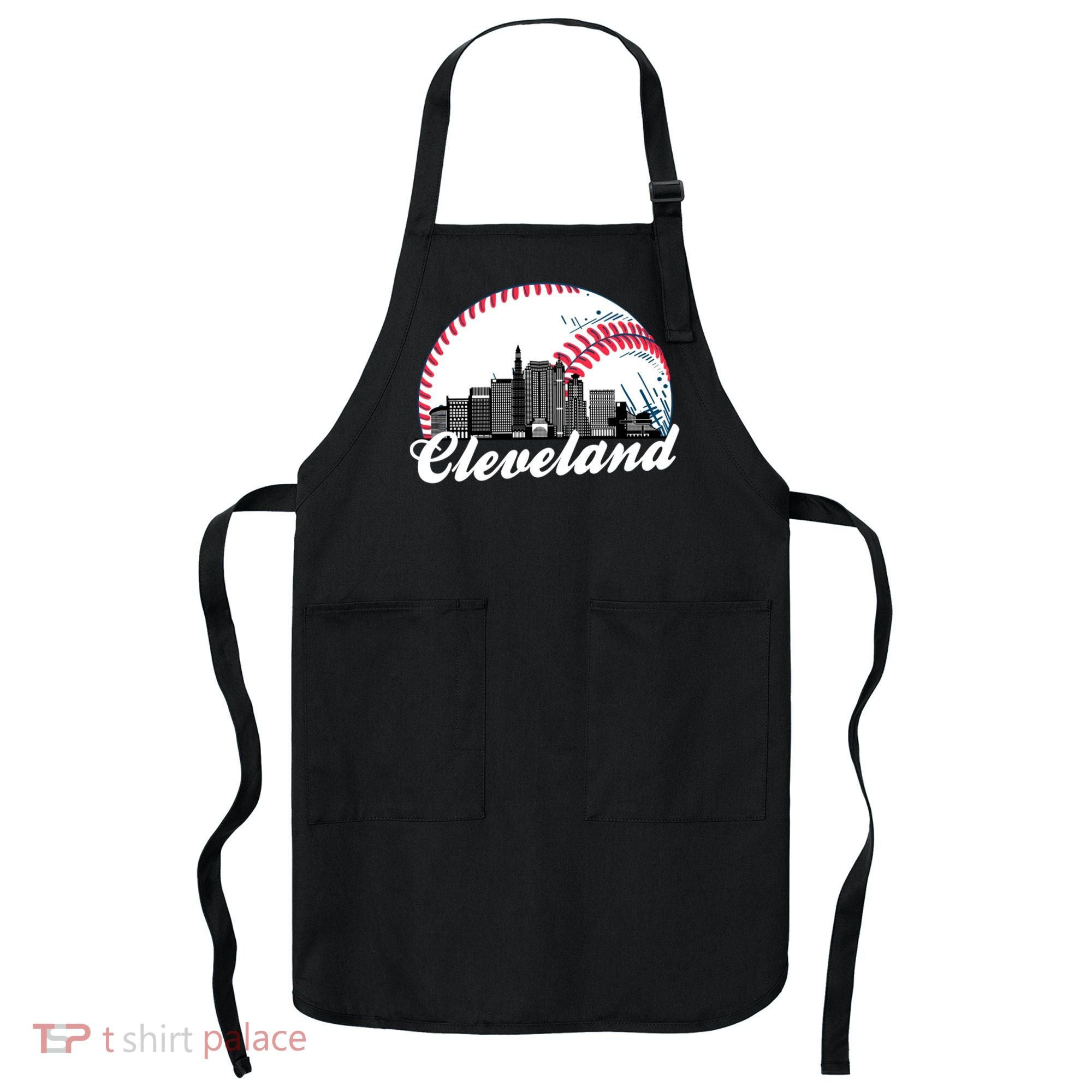 Cute Funny Cleveland Baseball Skyline Retro Apron