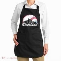 Cute Funny Cleveland Baseball Skyline Retro Apron thumb 2
