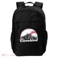 Cute Funny Cleveland Baseball Skyline Retro Backpack thumb 0