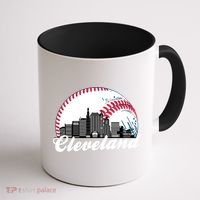 Cute Funny Cleveland Baseball Skyline Retro Coffee Mug thumb 1