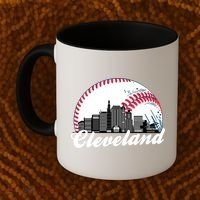 Cute Funny Cleveland Baseball Skyline Retro Coffee Mug thumb 2