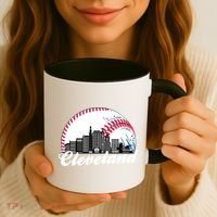 Cute Funny Cleveland Baseball Skyline Retro Coffee Mug thumb 3