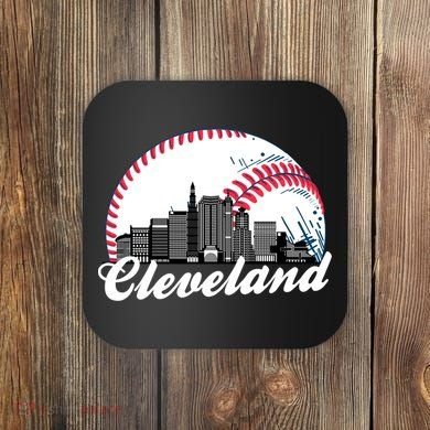 Cute Funny Cleveland Baseball Skyline Retro Coaster