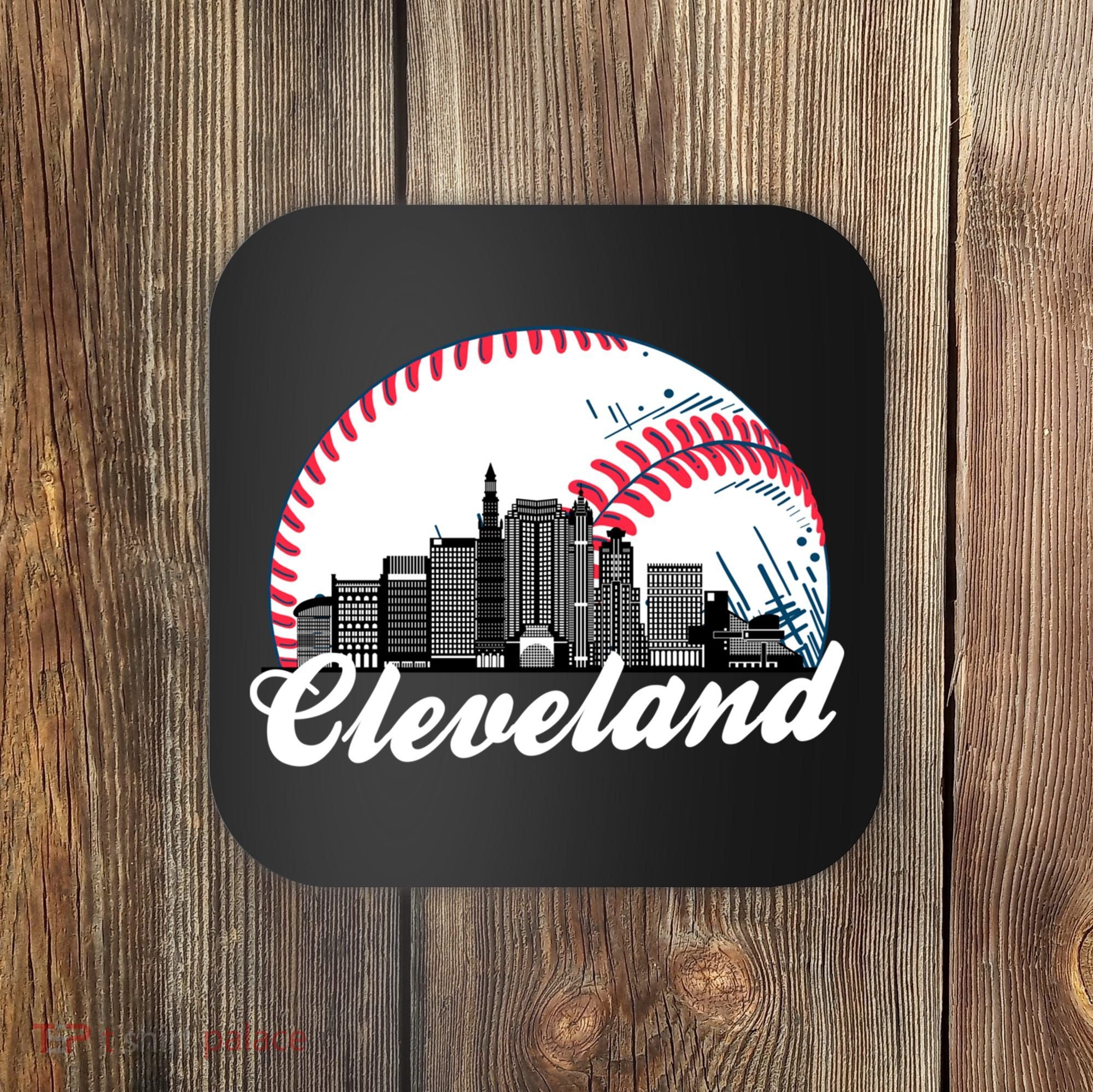 Cute Funny Cleveland Baseball Skyline Retro Coaster