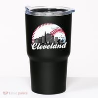 Cute Funny Cleveland Baseball Skyline Retro Tumbler thumb 0