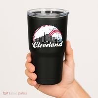 Cute Funny Cleveland Baseball Skyline Retro Tumbler thumb 2