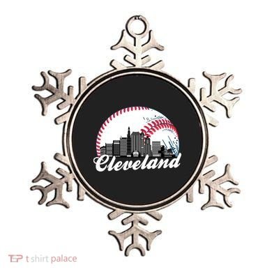 Cute Funny Cleveland Baseball Skyline Retro Ornament