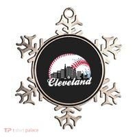 Cute Funny Cleveland Baseball Skyline Retro Ornament thumb 0