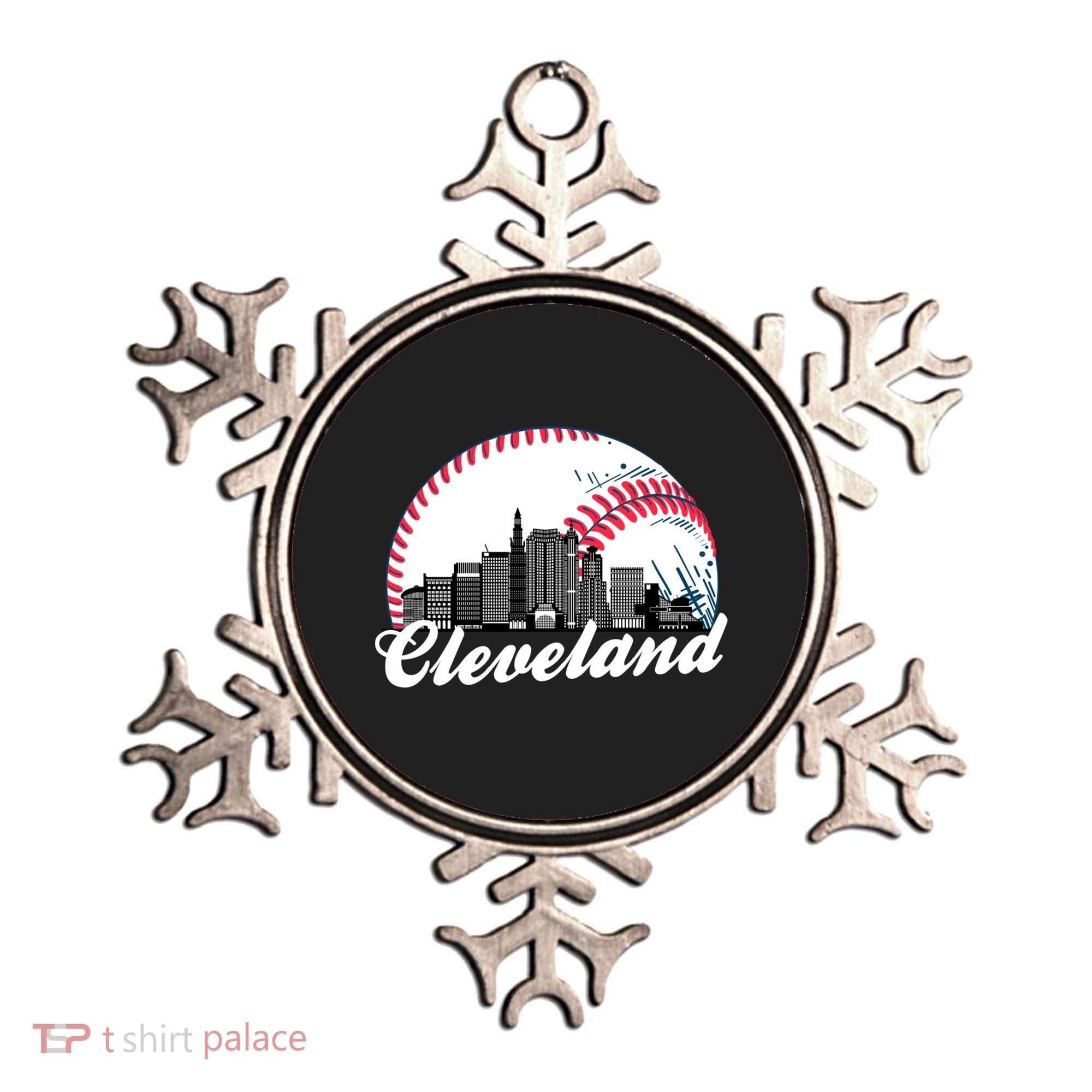 Cute Funny Cleveland Baseball Skyline Retro Ornament