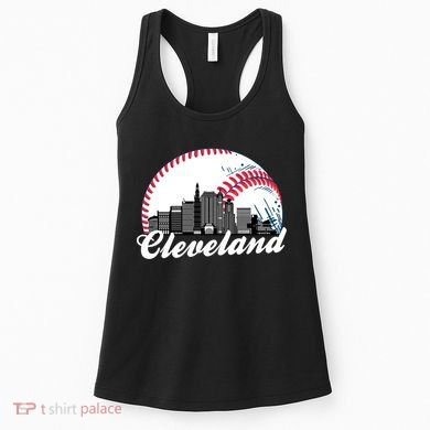 Cute Funny Cleveland Baseball Skyline Retro Women's Tank Top