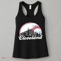 Cute Funny Cleveland Baseball Skyline Retro Women's Tank Top thumb 3