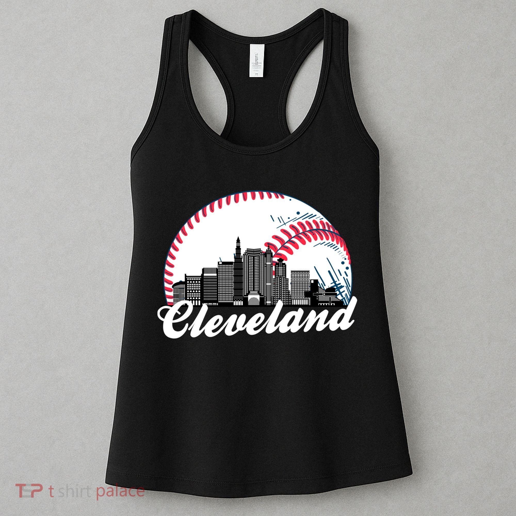Cute Funny Cleveland Baseball Skyline Retro Women's Tank Top