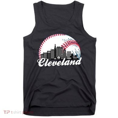 Cute Funny Cleveland Baseball Skyline Retro Tank Top
