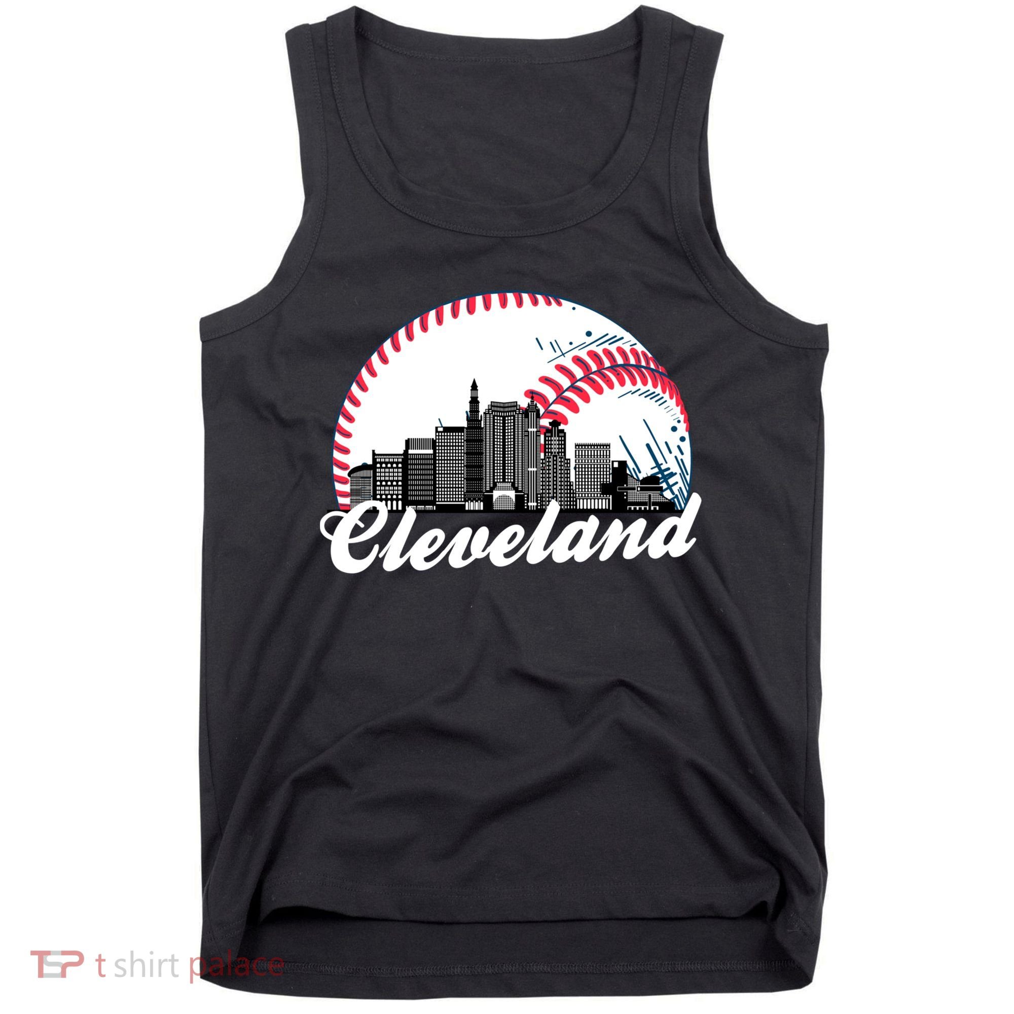Cute Funny Cleveland Baseball Skyline Retro Tank Top