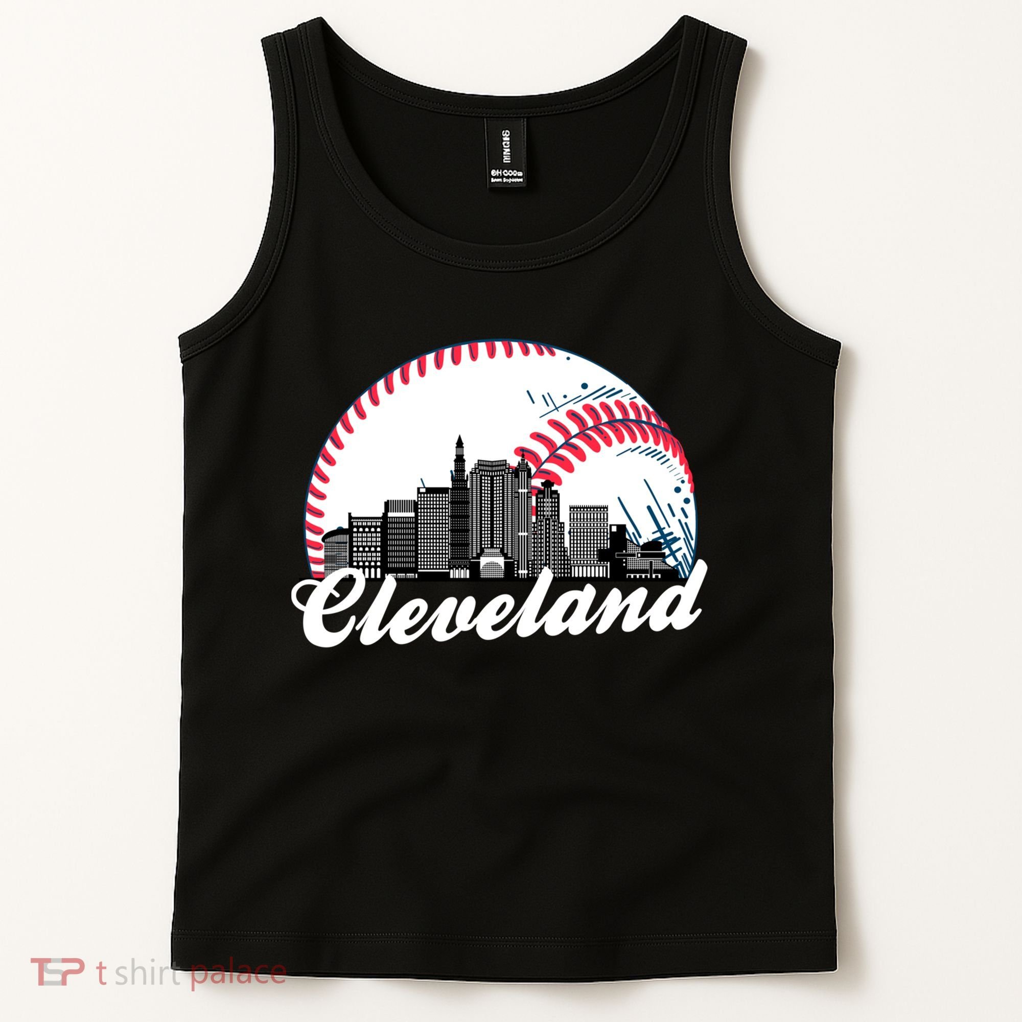 Cute Funny Cleveland Baseball Skyline Retro Tank Top