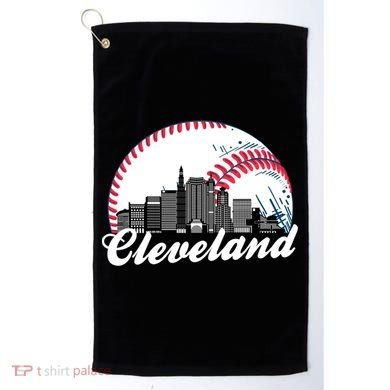Cute Funny Cleveland Baseball Skyline Retro Golf Towel