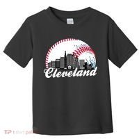 Cute Funny Cleveland Baseball Skyline Retro Toddler T-Shirt thumb 0