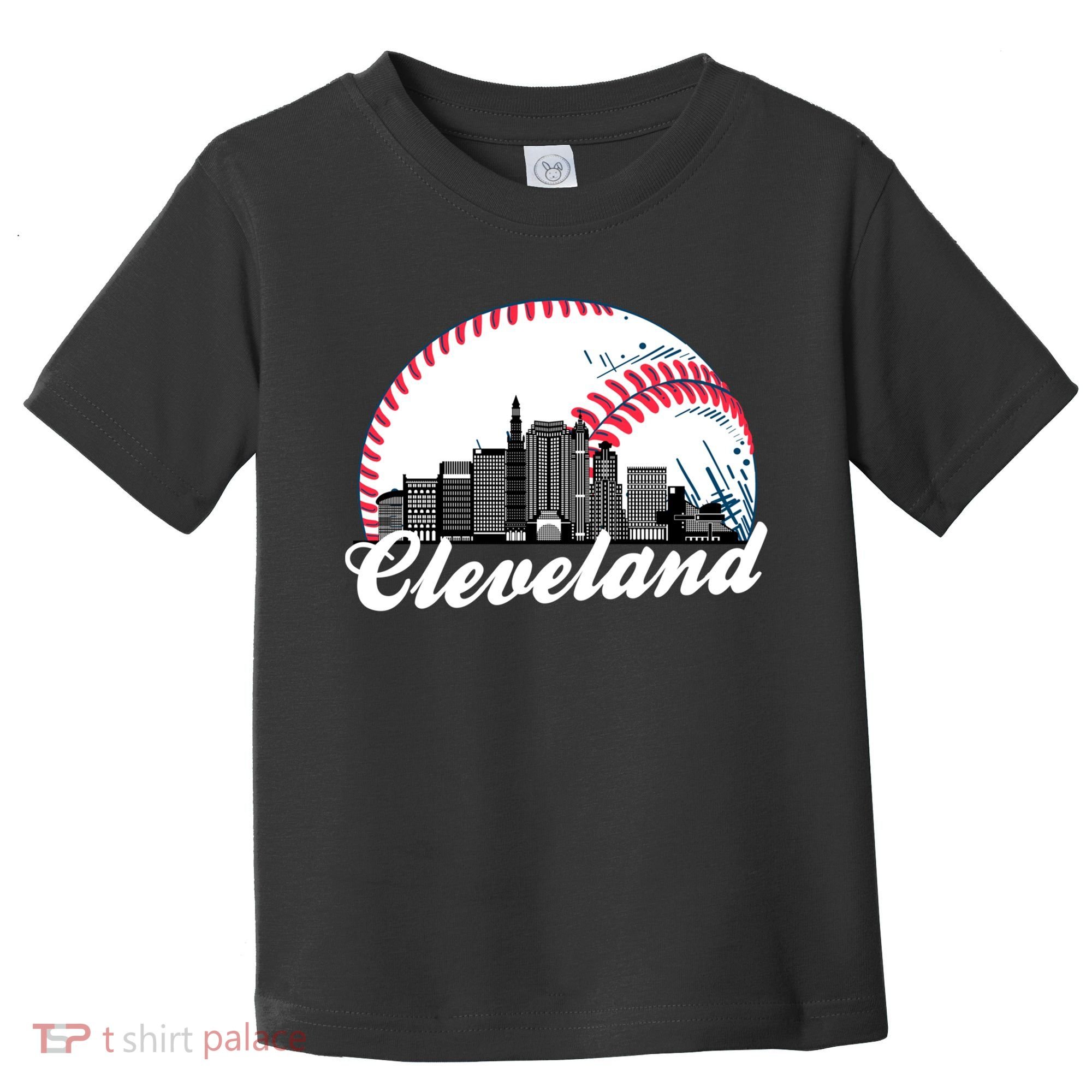 Cute Funny Cleveland Baseball Skyline Retro Toddler T-Shirt