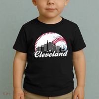 Cute Funny Cleveland Baseball Skyline Retro Toddler T-Shirt thumb 2