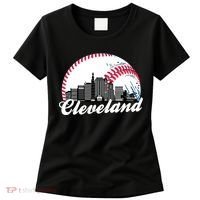 Cute Funny Cleveland Baseball Skyline Retro Women's T-Shirt thumb 0