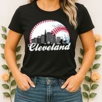 Cute Funny Cleveland Baseball Skyline Retro Women's T-Shirt thumb 2