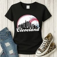 Cute Funny Cleveland Baseball Skyline Retro Women's T-Shirt thumb 3