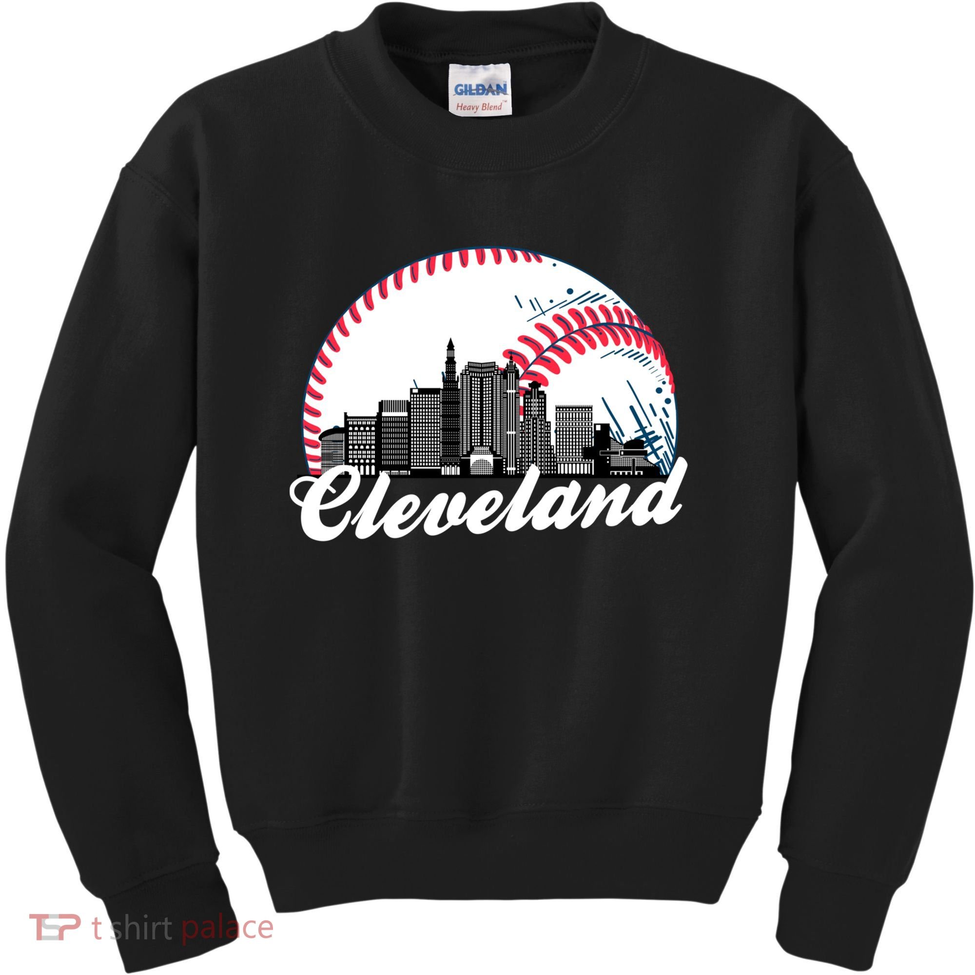 Cute Funny Cleveland Baseball Skyline Retro Kids Sweatshirt