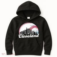 Cute Funny Cleveland Baseball Skyline Retro Kids Hoodie thumb 0