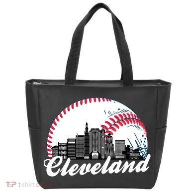 Cute Funny Cleveland Baseball Skyline Retro Tote Bag
