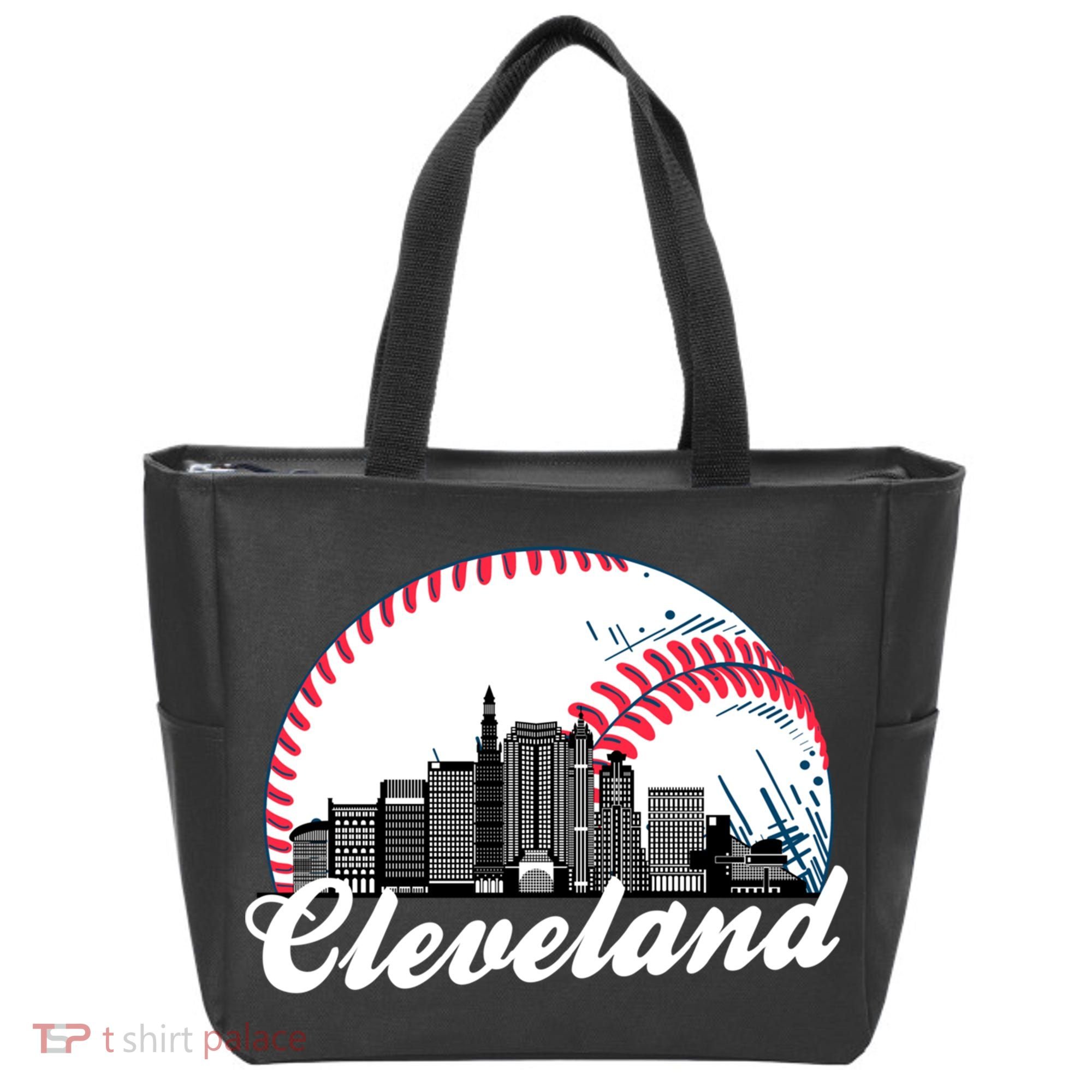 Cute Funny Cleveland Baseball Skyline Retro Tote Bag