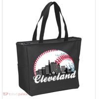 Cute Funny Cleveland Baseball Skyline Retro Tote Bag thumb 2
