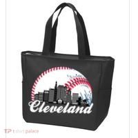 Cute Funny Cleveland Baseball Skyline Retro Tote Bag thumb 3