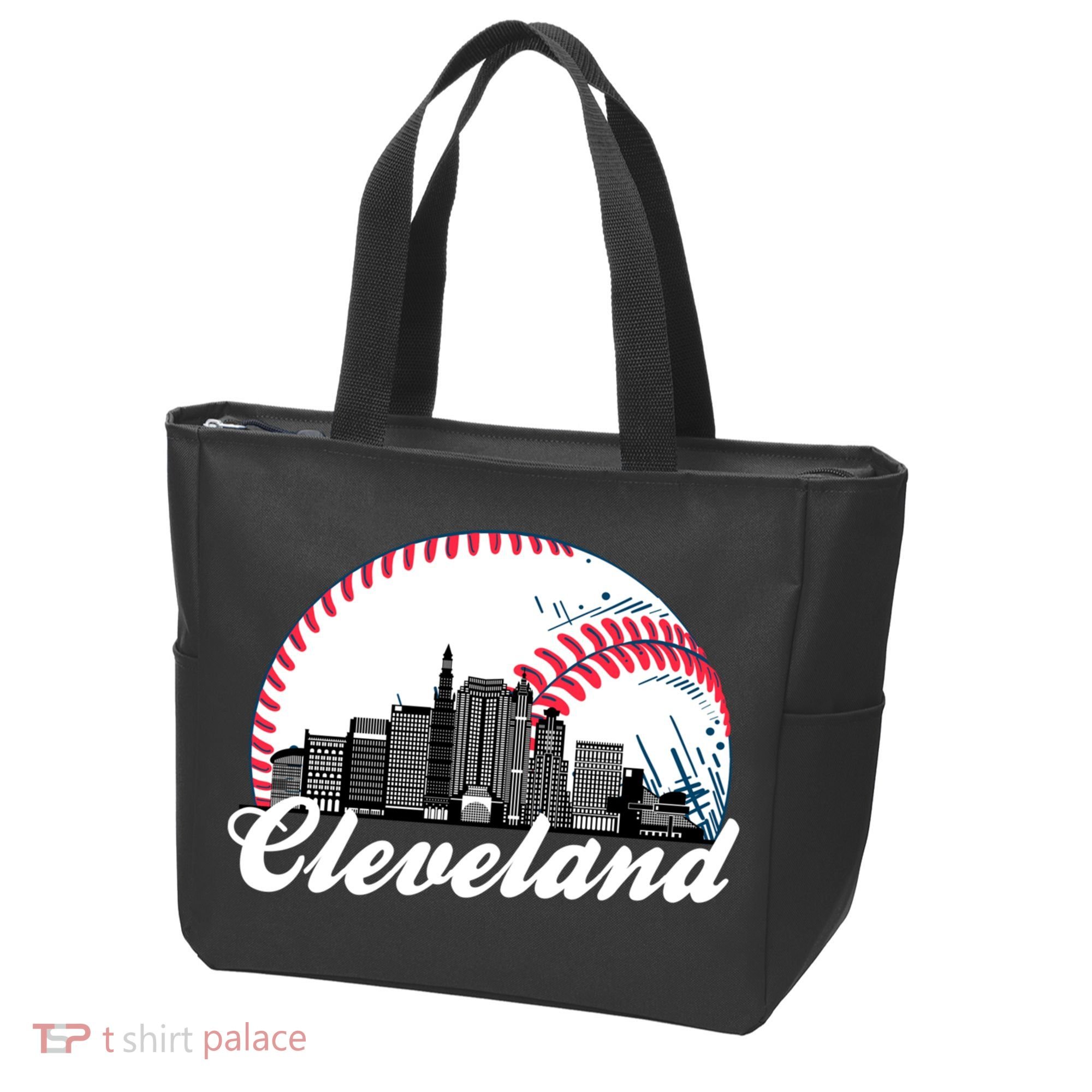 Cute Funny Cleveland Baseball Skyline Retro Tote Bag