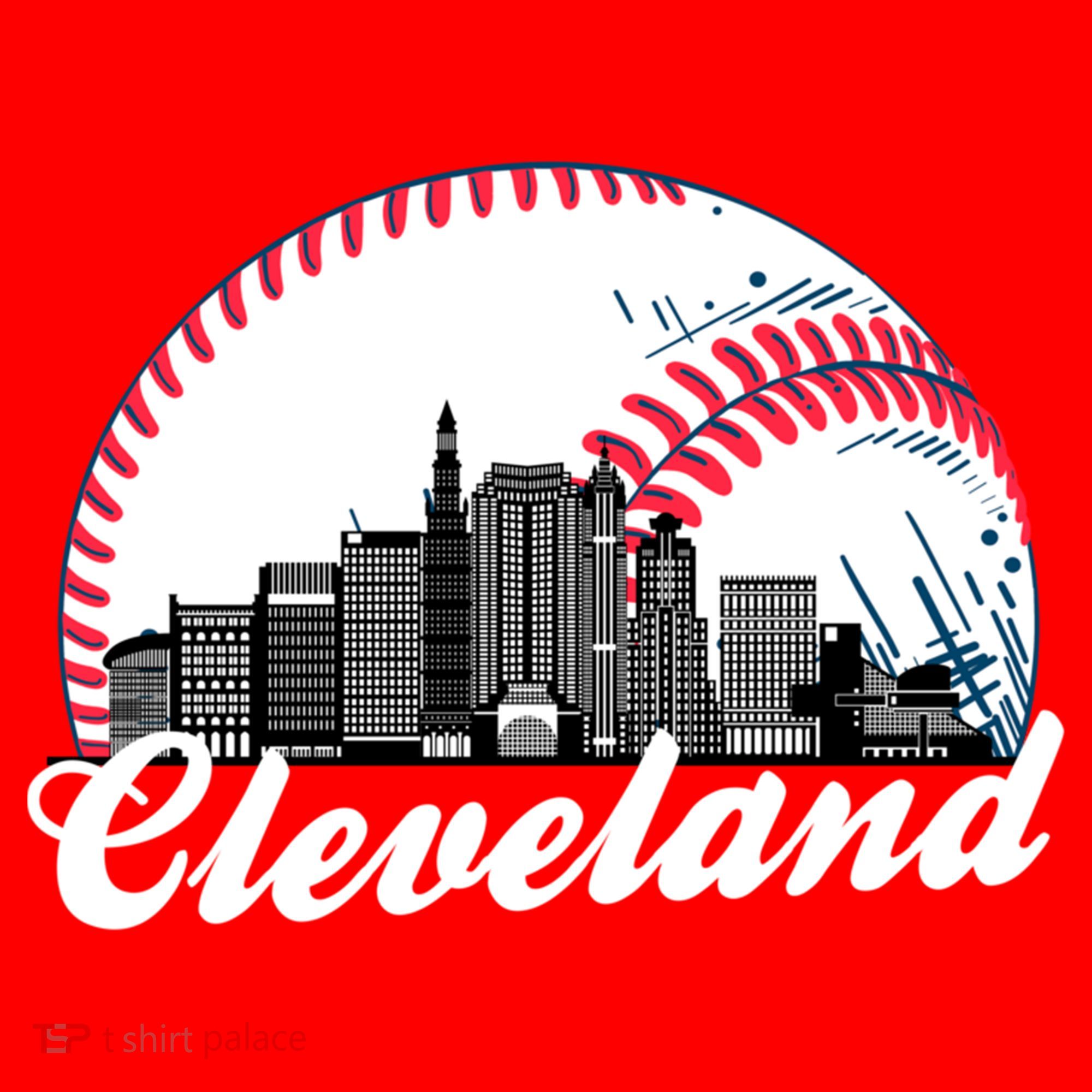 Cute Funny Cleveland Baseball Skyline Retro Santa Hat